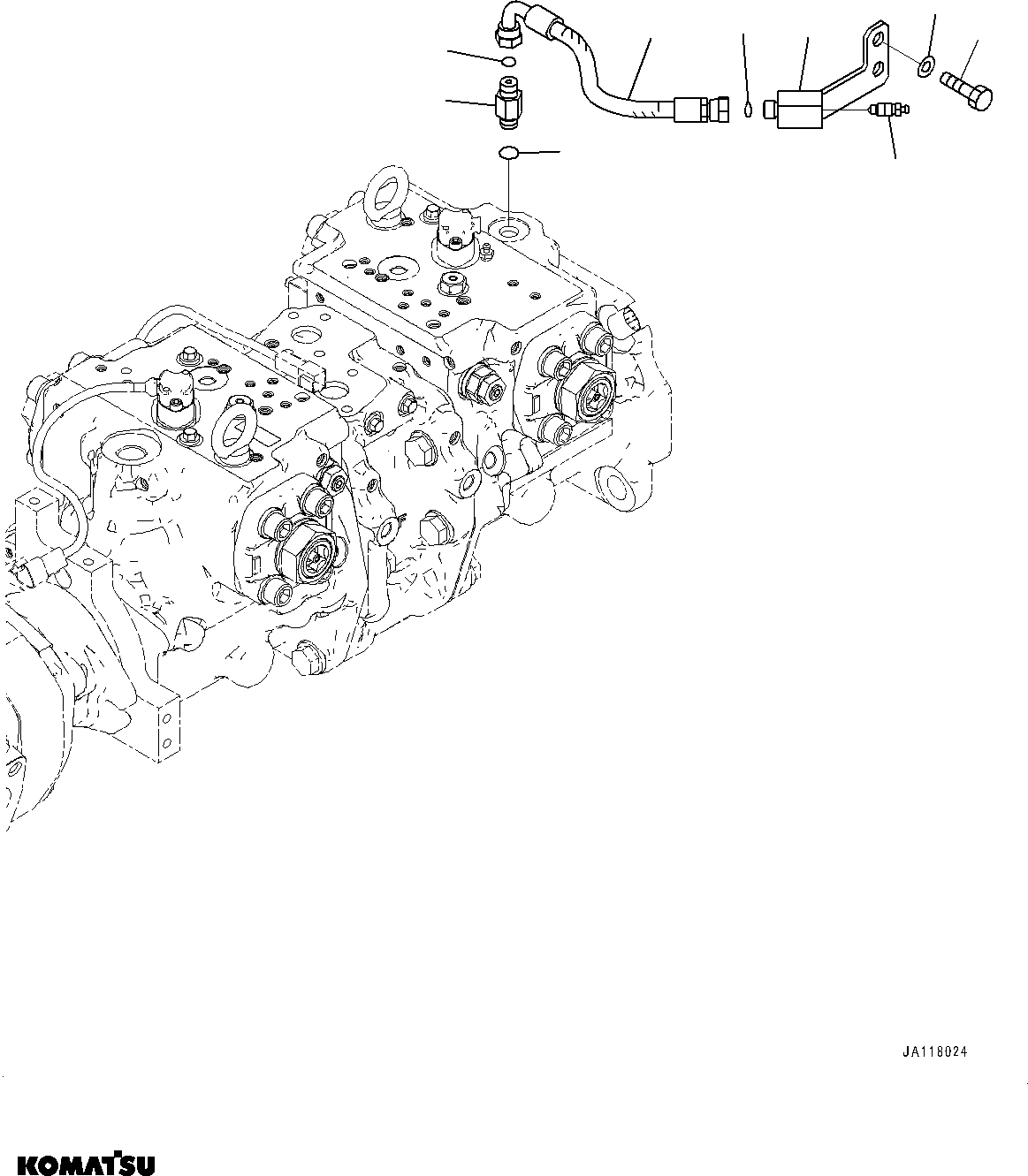 Komatsu parts book diagram for WA485-11E0 S/N H35051-UP: HYDRAULIC PUMP, WITHOUT AFJS, BLEEDER