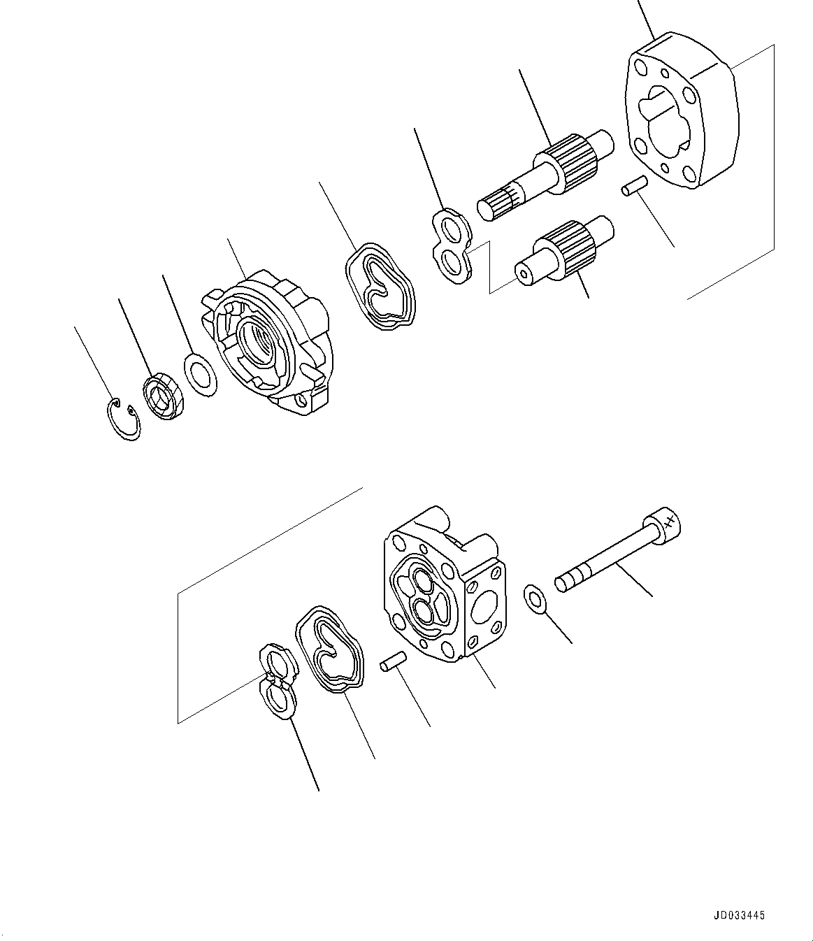 Komatsu parts book diagram for WA485-11E0 S/N H35051-UP: HYDRAULIC PUMP, WITHOUT AFJS, GEAR PUMP, SBL 21
