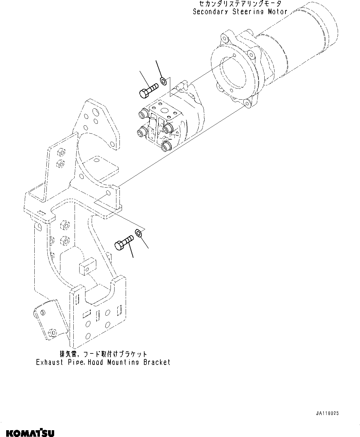 Komatsu parts book diagram for WA485-11E0 S/N H35051-UP: HYDRAULIC PUMP, WITHOUT AFJS, GEAR PUMP MOUNTING (3/3)