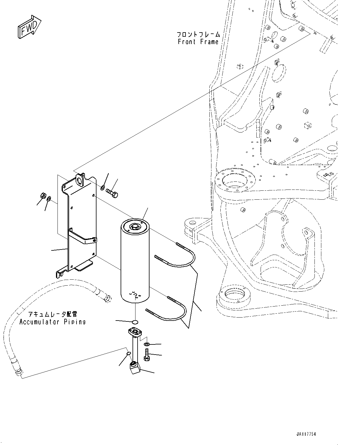 Komatsu parts book diagram for WA485-11E0 S/N H35051-UP: HYDRAULIC PIPING, WITH 2-SPOOL CONTROL VALVE, ACCUMULATOR