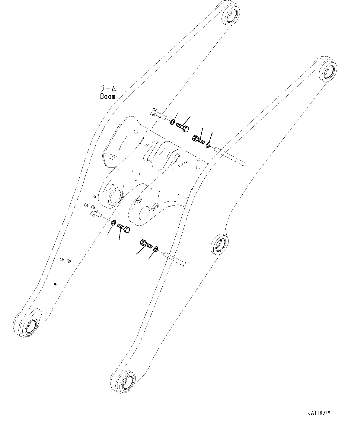 Komatsu parts book diagram for WA485-11E0 S/N H35051-UP: HYDRAULIC PIPING, WITH 2-SPOOL CONTROL VALVE, BOOM RELATED PARTS, CAP
