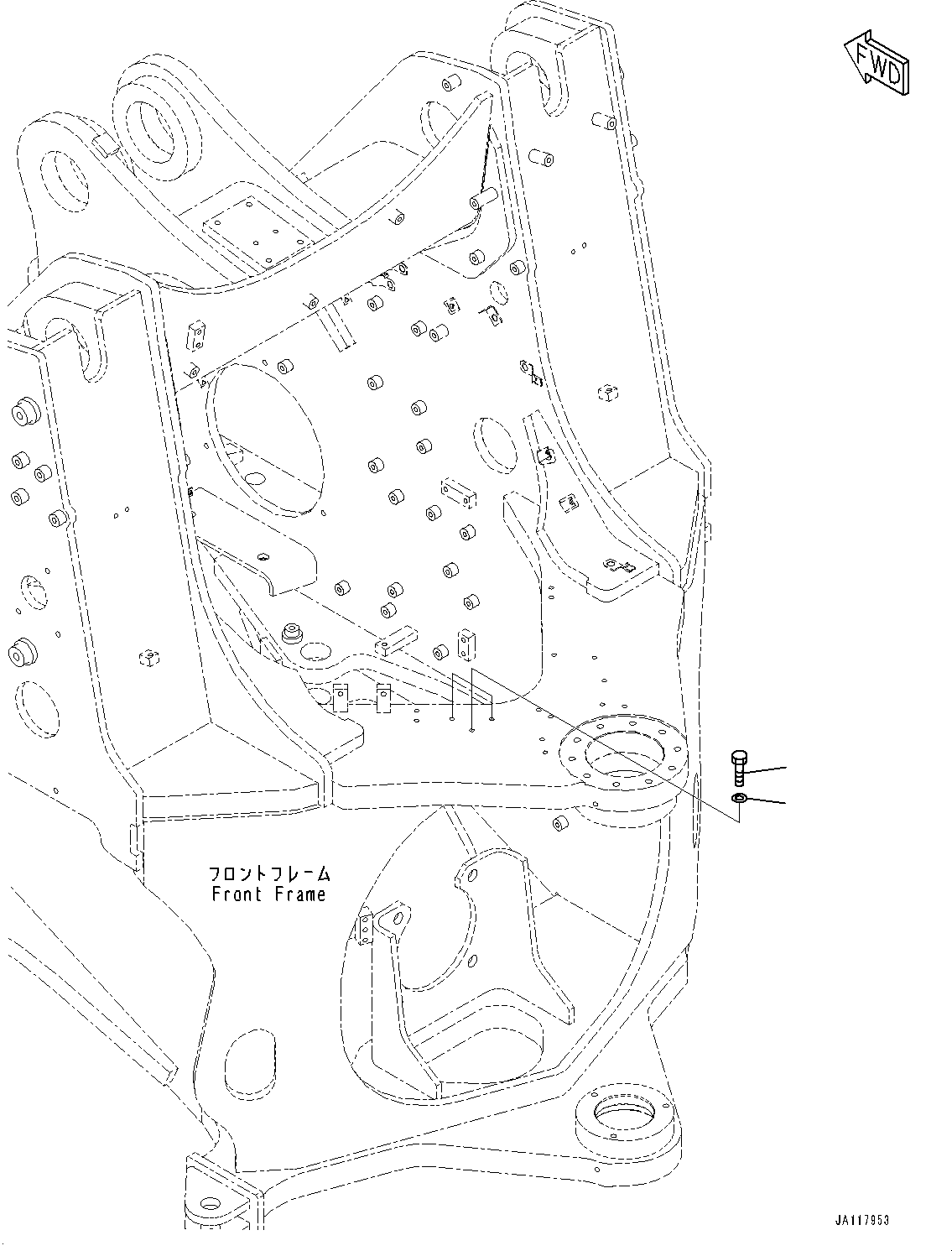 Komatsu parts book diagram for WA485-11E0 S/N H35051-UP: STEERING HYDRAULIC PIPING, WITHOUT AFJS, PLUG BOLT