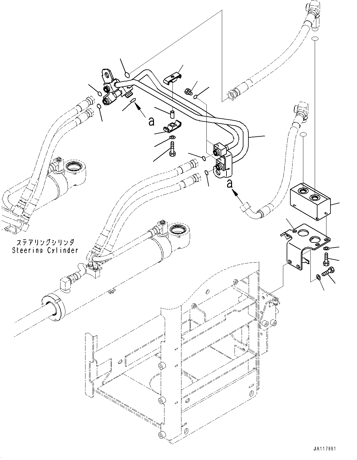 Komatsu parts book diagram for WA485-11E0 S/N H35051-UP: STEERING HYDRAULIC PIPING, WITH AFJS, PIPING (1/3)