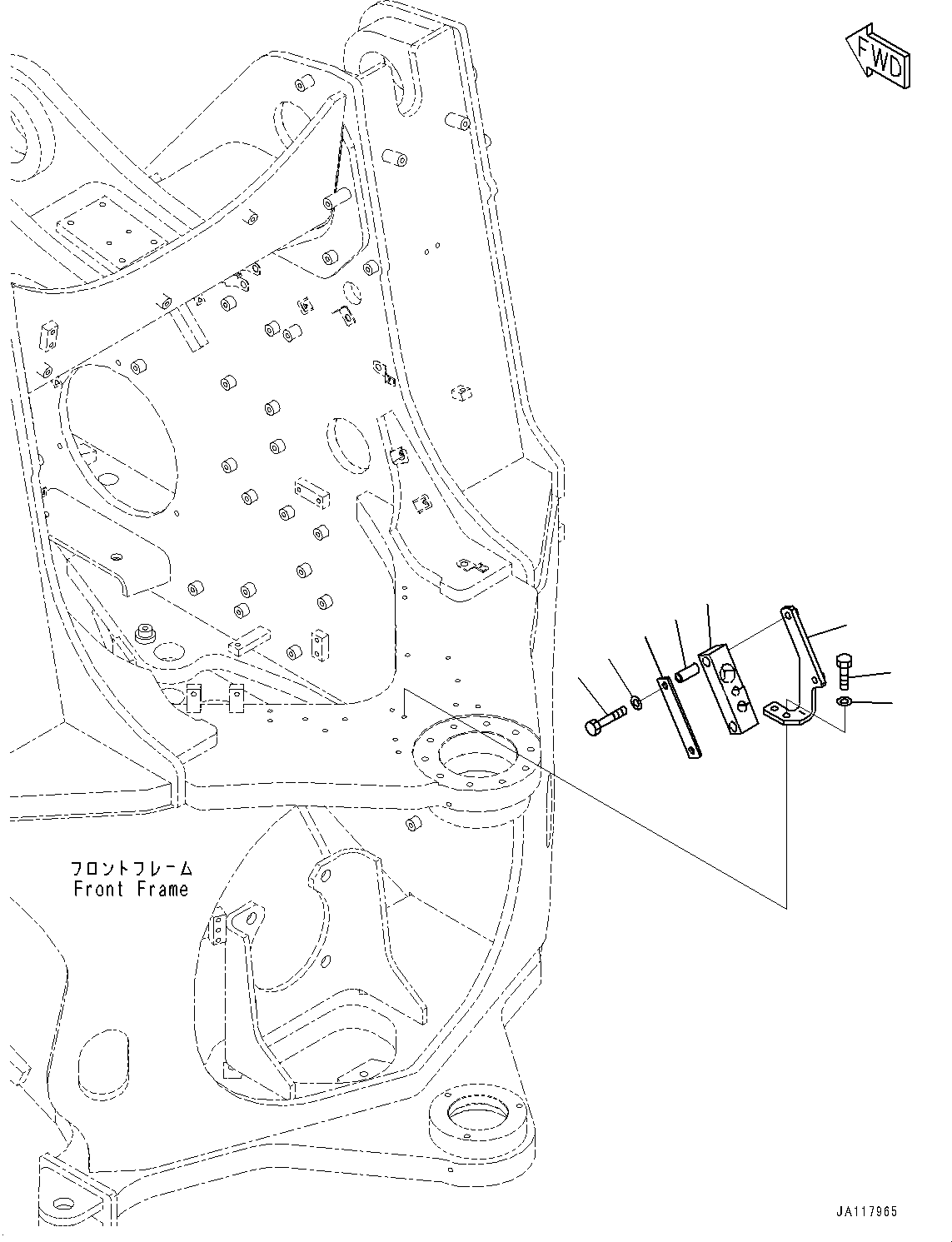 Komatsu parts book diagram for WA485-11E0 S/N H35051-UP: STEERING HYDRAULIC PIPING, WITH AFJS, FRONT FRAME RELATED PARTS