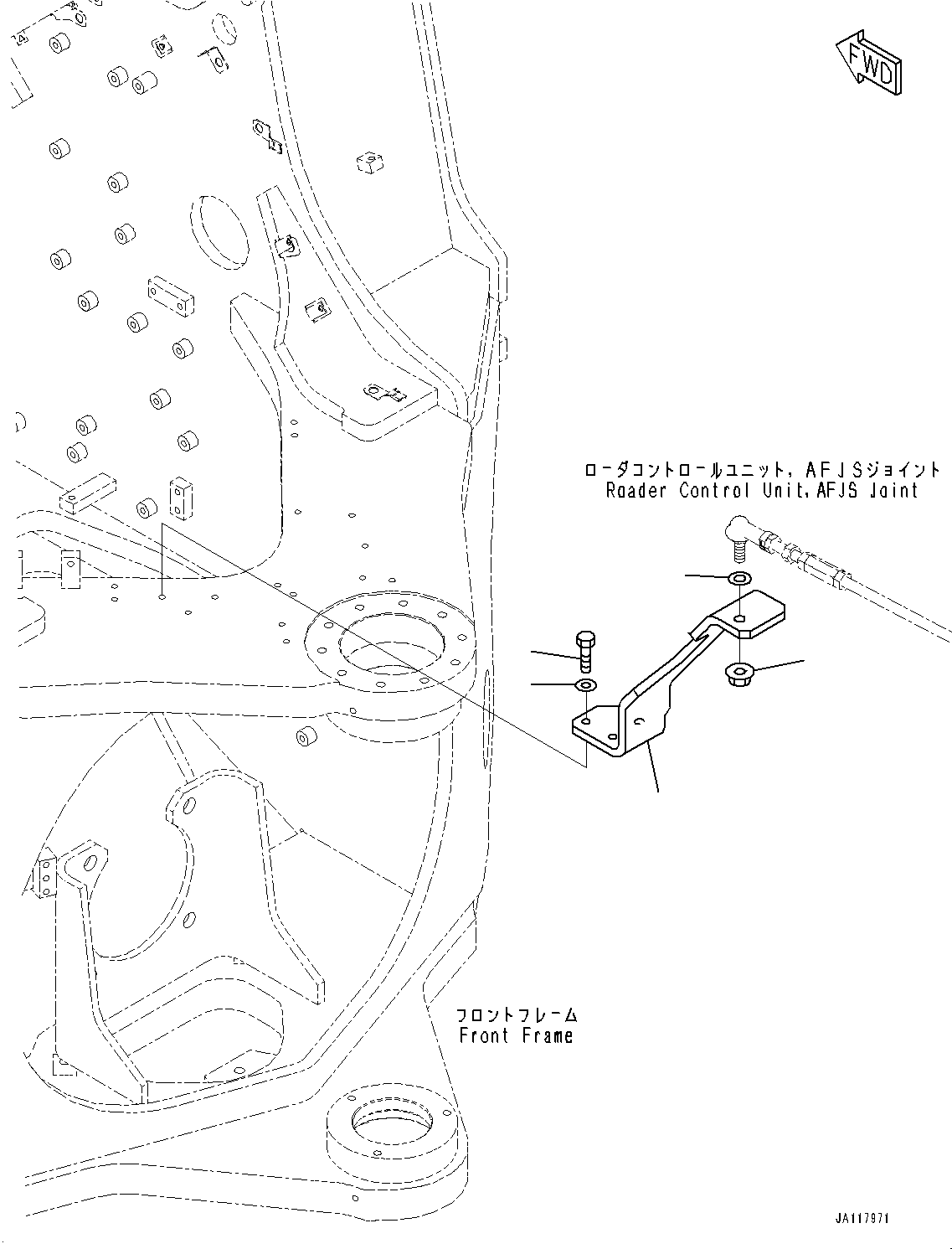 Komatsu parts book diagram for WA485-11E0 S/N H35051-UP: STEERING HYDRAULIC PIPING, WITH AFJS, PLATE