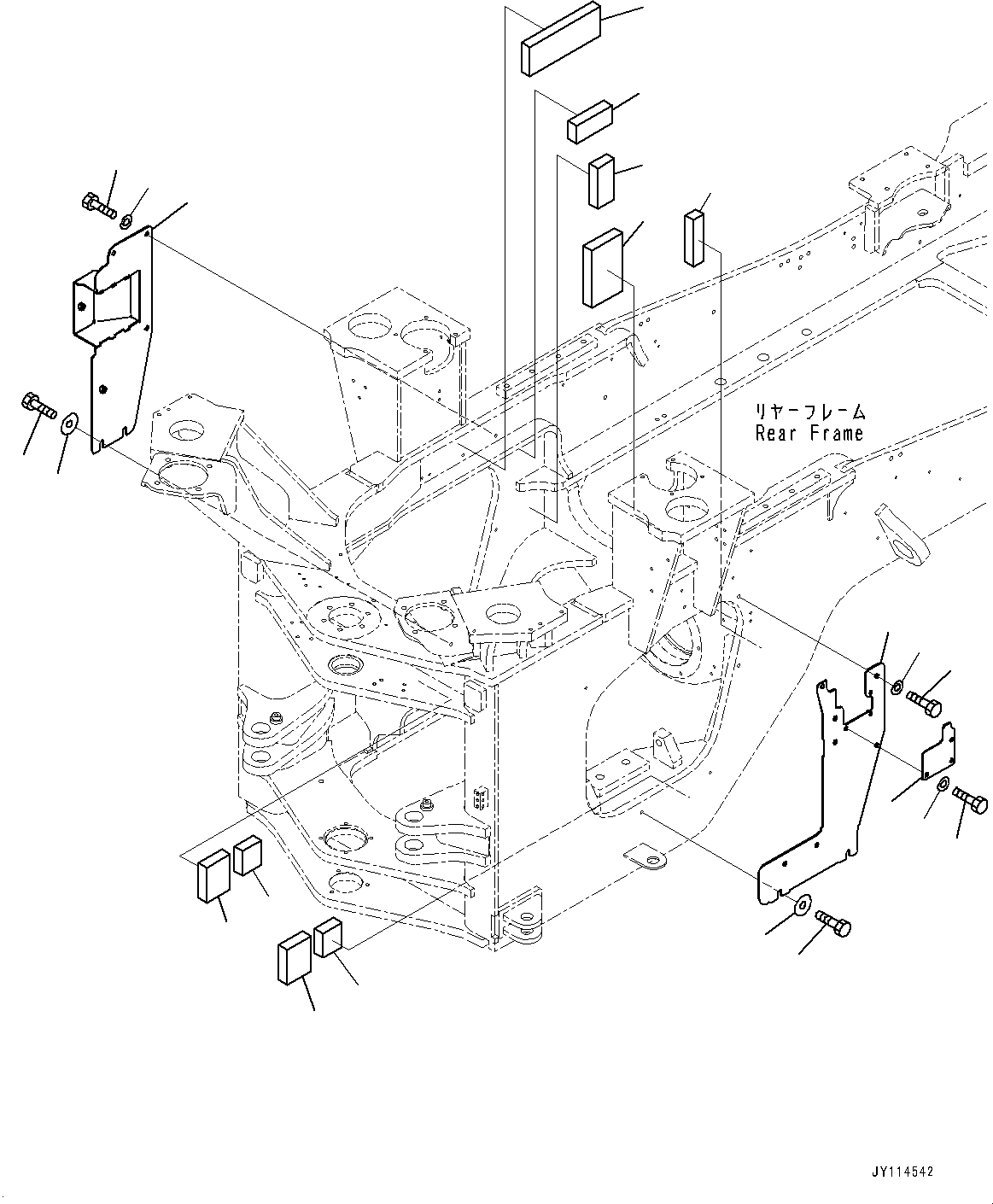 Komatsu parts book diagram for WA485-11E0 S/N H35051-UP: ARTICULATE LOCK BAR AND FRAME COVER, WITH 2-SPOOL CONTROL VALVE, SIDE COVER