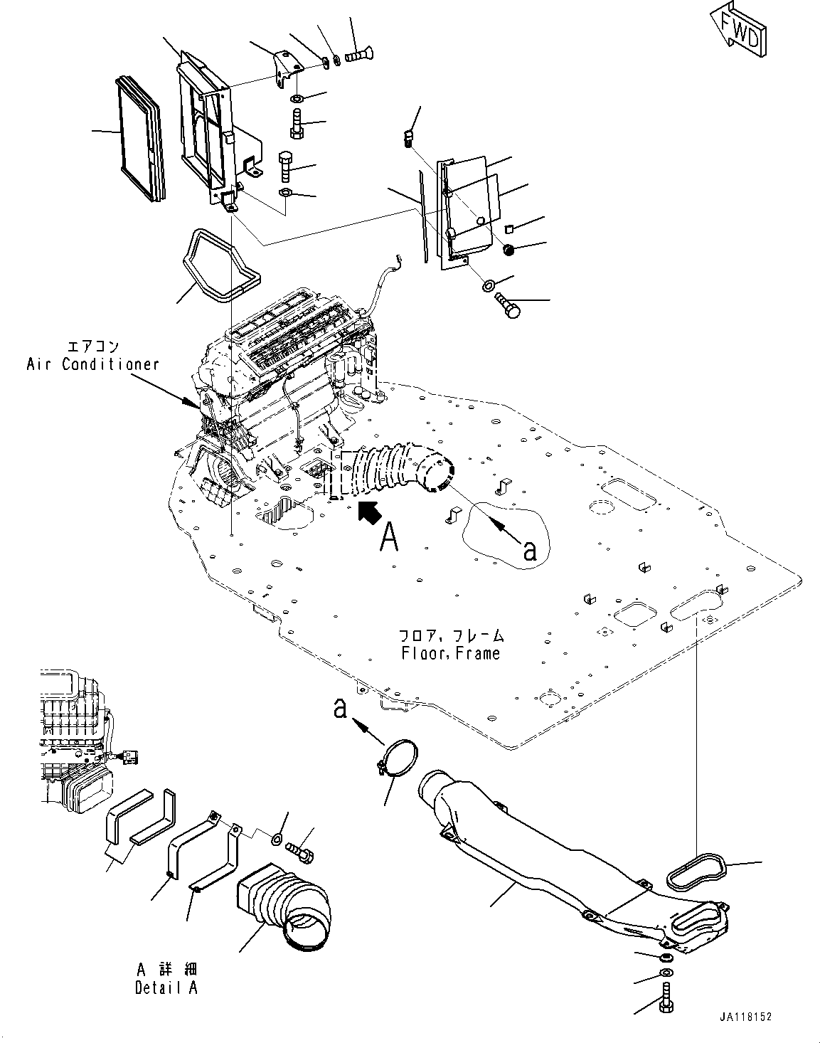 Komatsu parts book diagram for WA485-11E0 S/N H35051-UP: ROPS CAB AND FLOOR FRAME GROUP, WITH AFJS, AIR CONDITIONER DUCT (2/2)