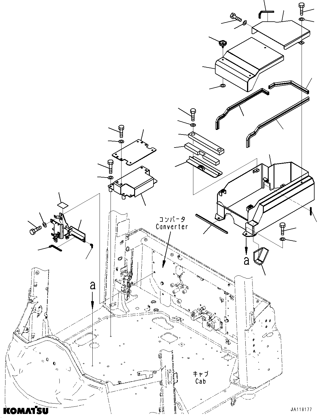 Komatsu parts book diagram for WA485-11E0 S/N H35051-UP: ROPS CAB AND FLOOR FRAME GROUP, WITH AFJS, CAB IN PARTS, FLOOR COVER