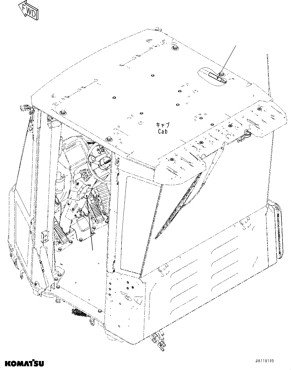 Komatsu parts book diagram for WA485-11E0 S/N H35051-UP: ROPS CAB AND FLOOR FRAME GROUP, WITH AFJS, PLATE