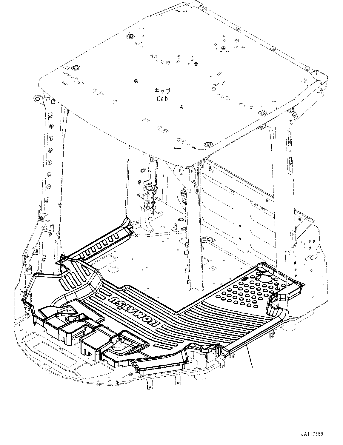 Komatsu parts book diagram for WA485-11E0 S/N H35051-UP: FLOOR MAT, WITH AFJS