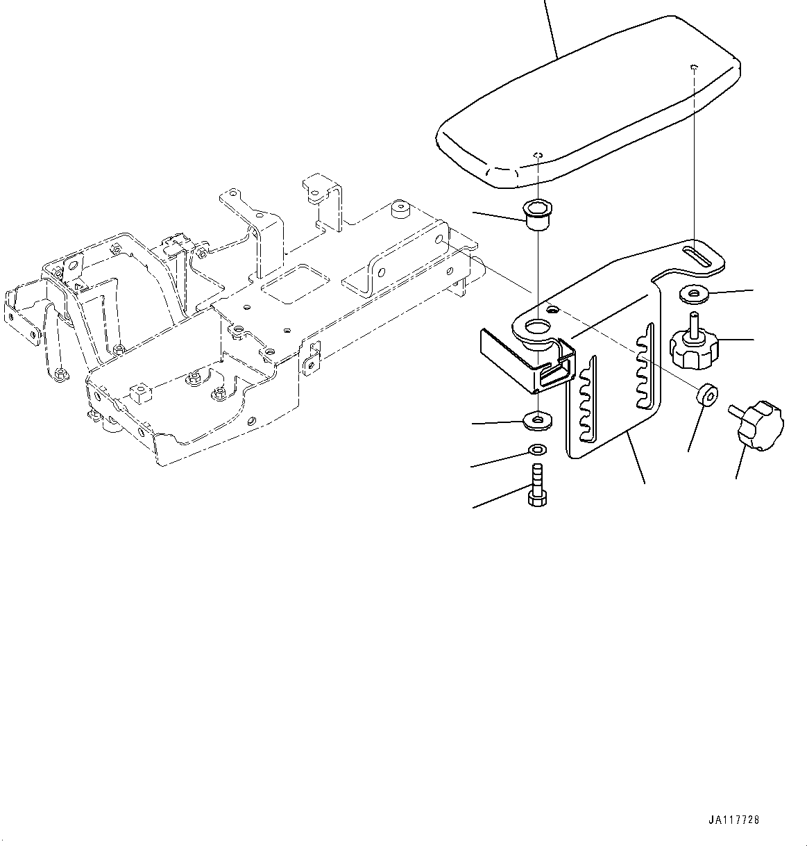 Komatsu parts book diagram for WA485-11E0 S/N H35051-UP: LOADER CONTROL UNIT, WITH 3-EPC LEVER LOADER CONTROL, WITHOUT AFJS, ARMREST, R.H.