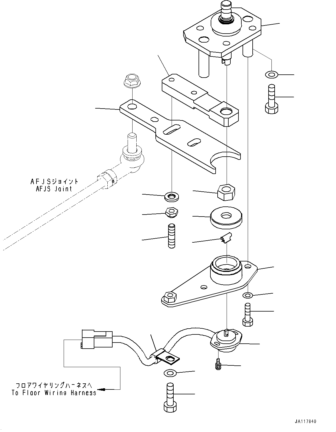 Komatsu parts book diagram for WA485-11E0 S/N H35051-UP: LOADER CONTROL UNIT, WITH 3-EPC LEVER LOADER CONTROL, WITH AFJS, SHAFT