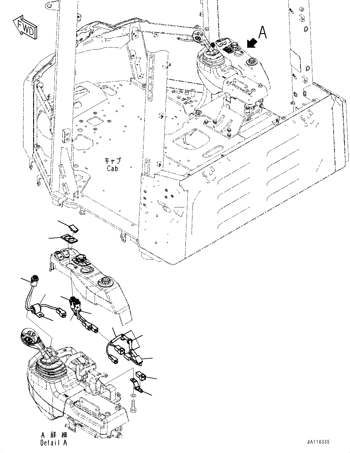 Komatsu parts book diagram for WA485-11E0 S/N H35051-UP: FLOOR SWITCH, WITH LOAD METER, WITHOUT FORWARD REVERSE SWITCH, CONSOLE SWITCH, R.H.