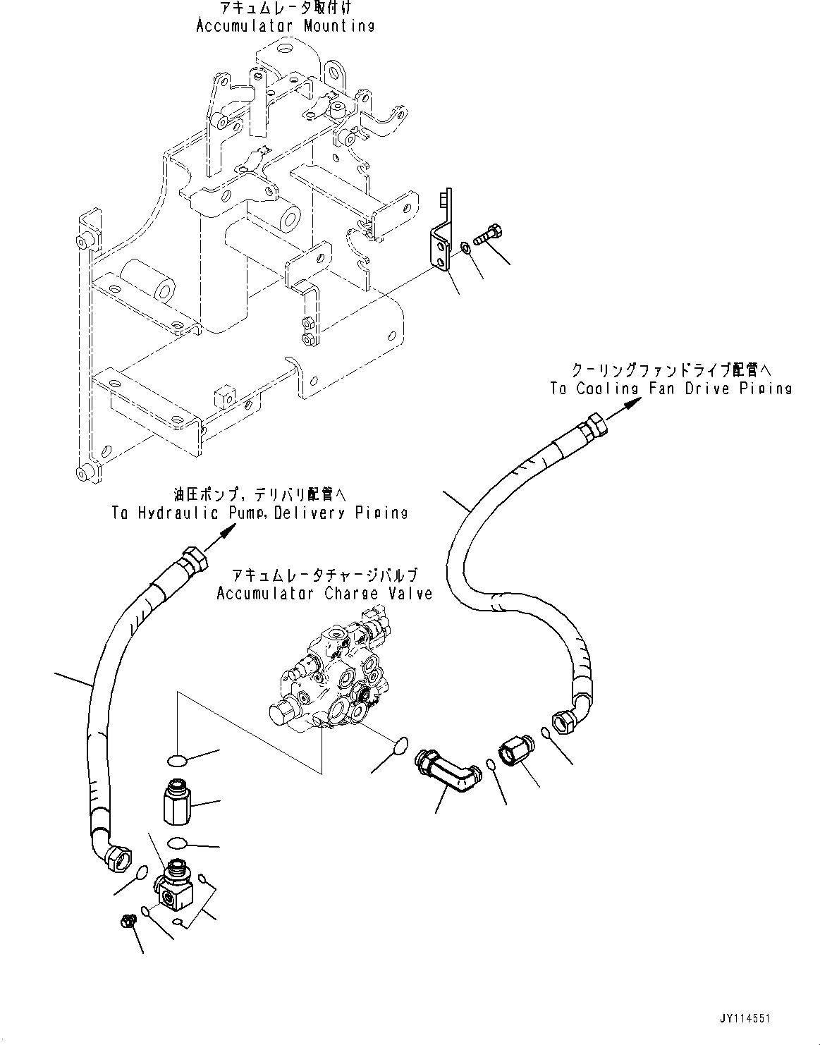 Komatsu parts book diagram for WA485-11E0 S/N H35051-UP: BRAKE CONTROL, WITHOUT AFJS, DELIVERY PIPING (1/2)