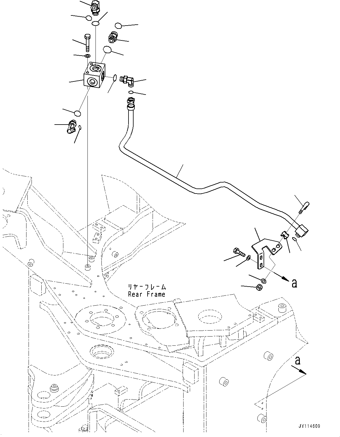 Komatsu parts book diagram for WA485-11E0 S/N H35051-UP: BRAKE CONTROL, WITHOUT AFJS, DRAIN BLOCK PIPING