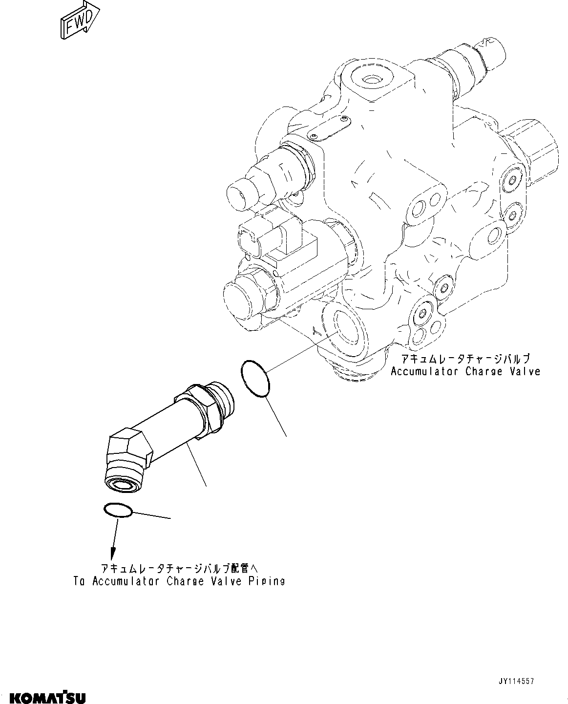 Komatsu parts book diagram for WA485-11E0 S/N H35051-UP: BRAKE CONTROL, WITH AFJS, ACCUMULATOR CHARGE VALVE RELATED PARTS
