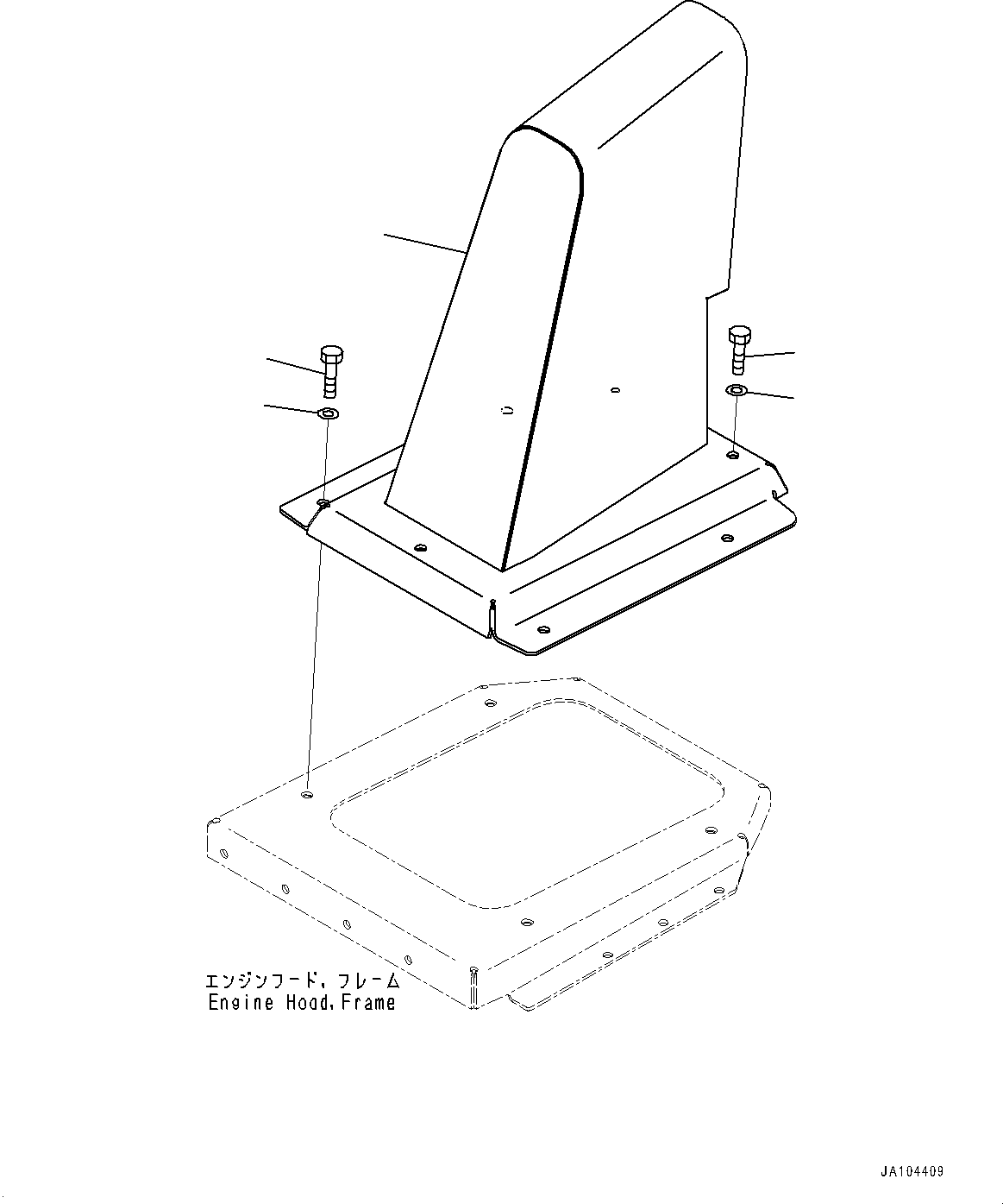 Komatsu parts book diagram for WA485-11E0 S/N H35051-UP: ENGINE HOOD, EXHAUST PIPING