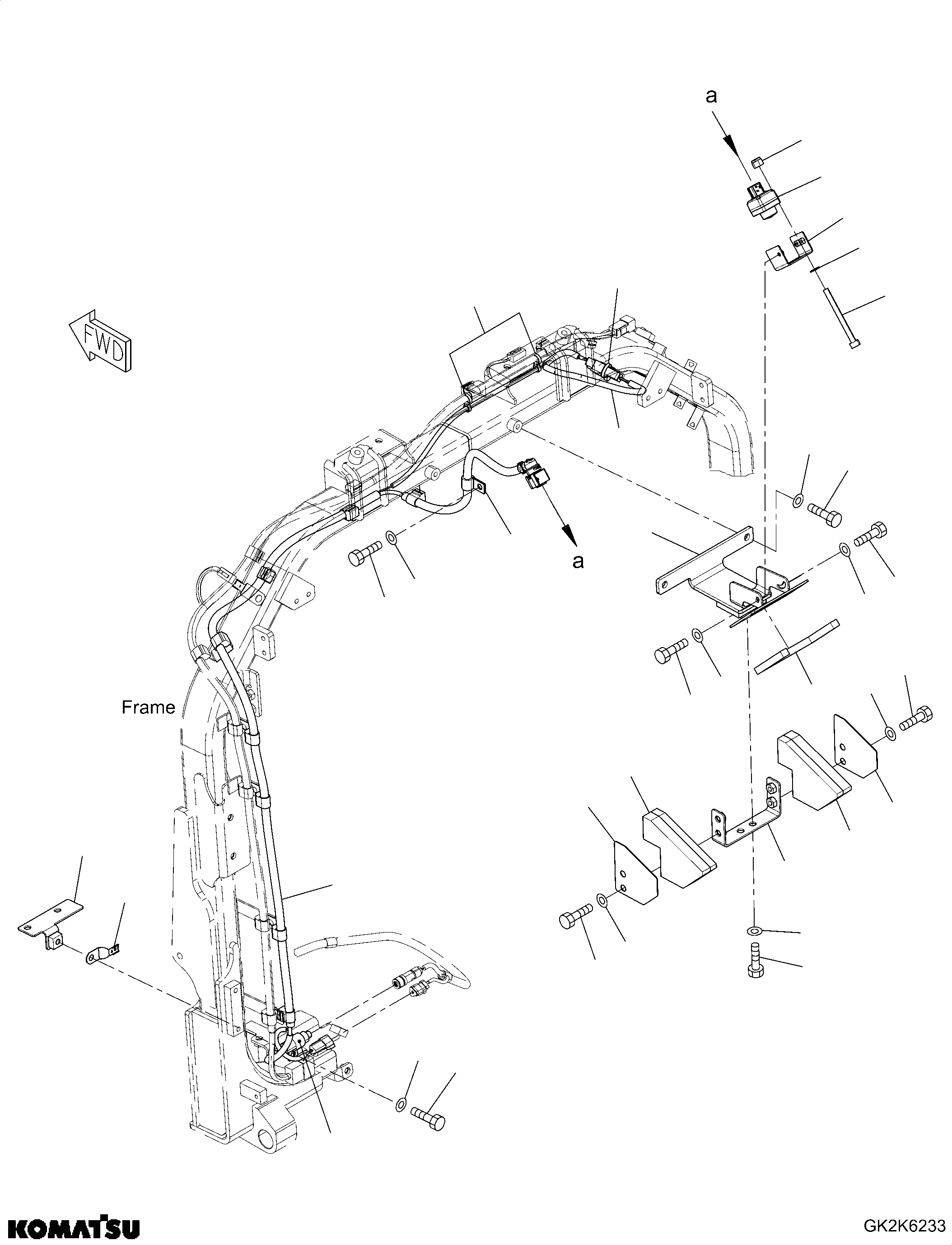 Komatsu parts book diagram for WA485-11E0 S/N H35051-UP: ENGINE HOOD, REARVIEW CAMERA