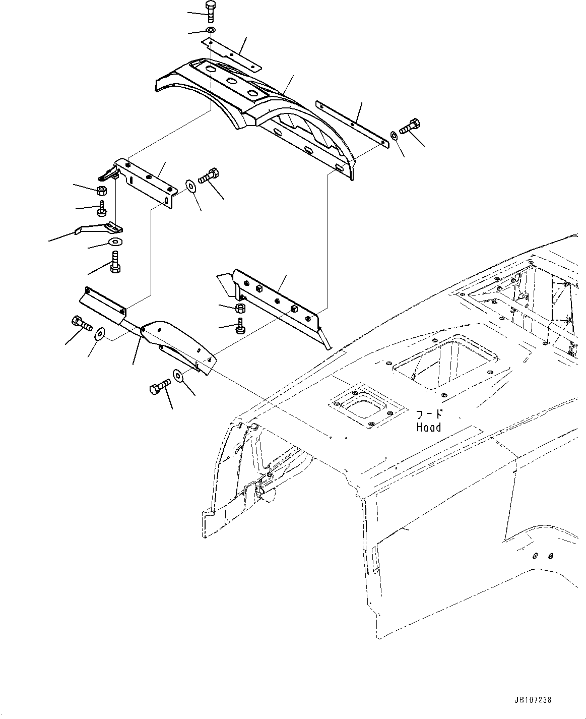 Komatsu parts book diagram for WA485-11E0 S/N H35051-UP: REAR FENDER, FENDER, R.H.
