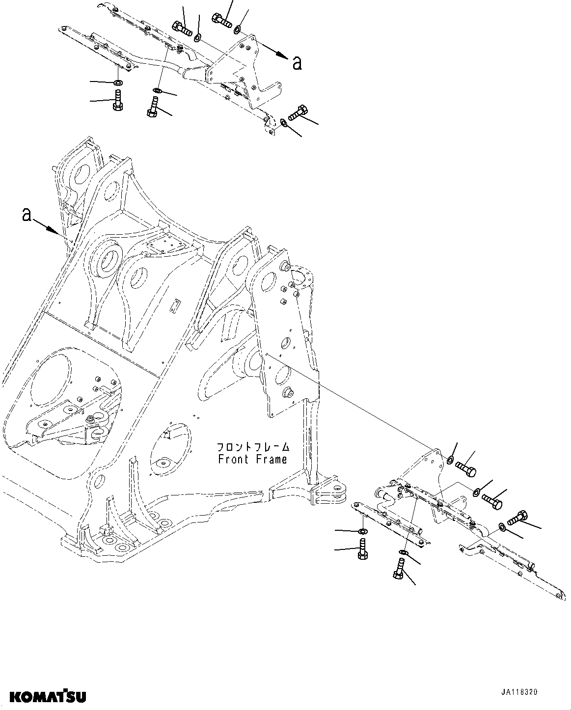Komatsu parts book diagram for WA485-11E0 S/N H35051-UP: FRONT FENDER, WITH LONG FRONT FENDER, STANDARD, MOUNTING BOLT