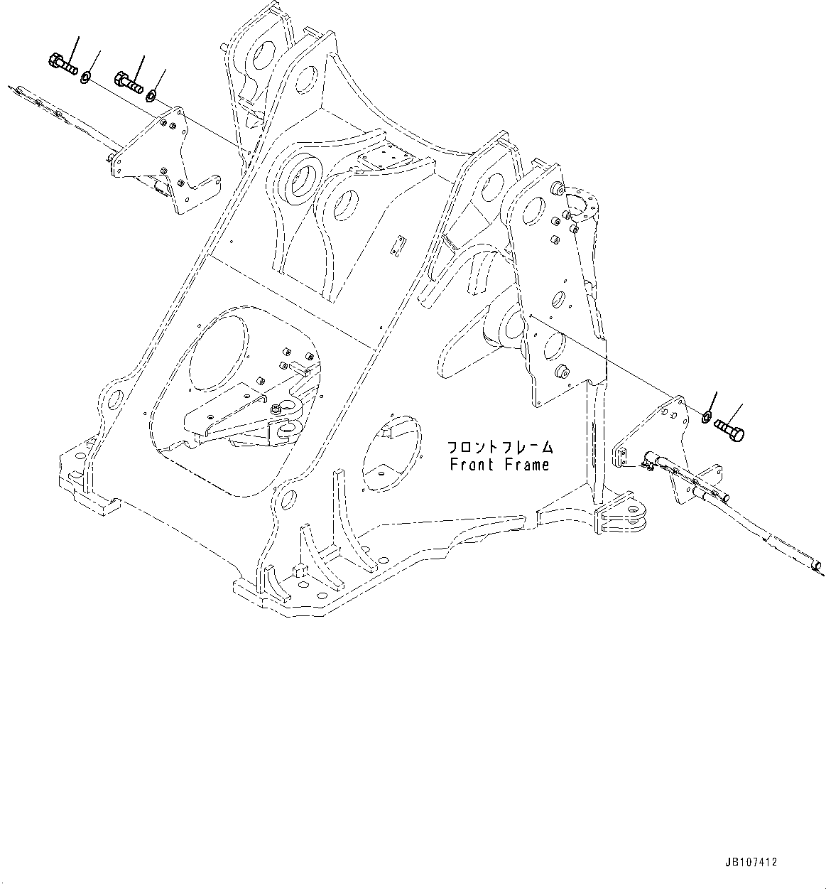 Komatsu parts book diagram for WA485-11E0 S/N H35051-UP: FRONT FENDER, WITH LONG FRONT FENDER, WIDE, MOUNTING BOLT