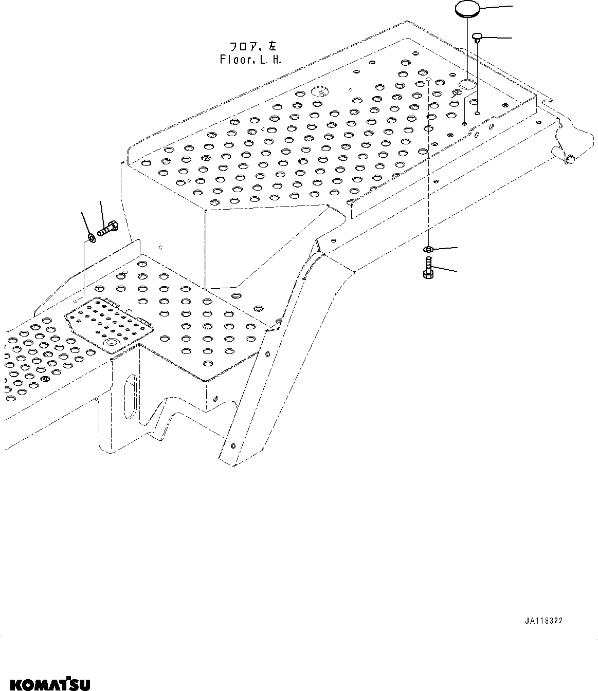 Komatsu parts book diagram for WA485-11E0 S/N H35051-UP: LADDER, PARTS FOR LESS WORKING LAMP (1/2)
