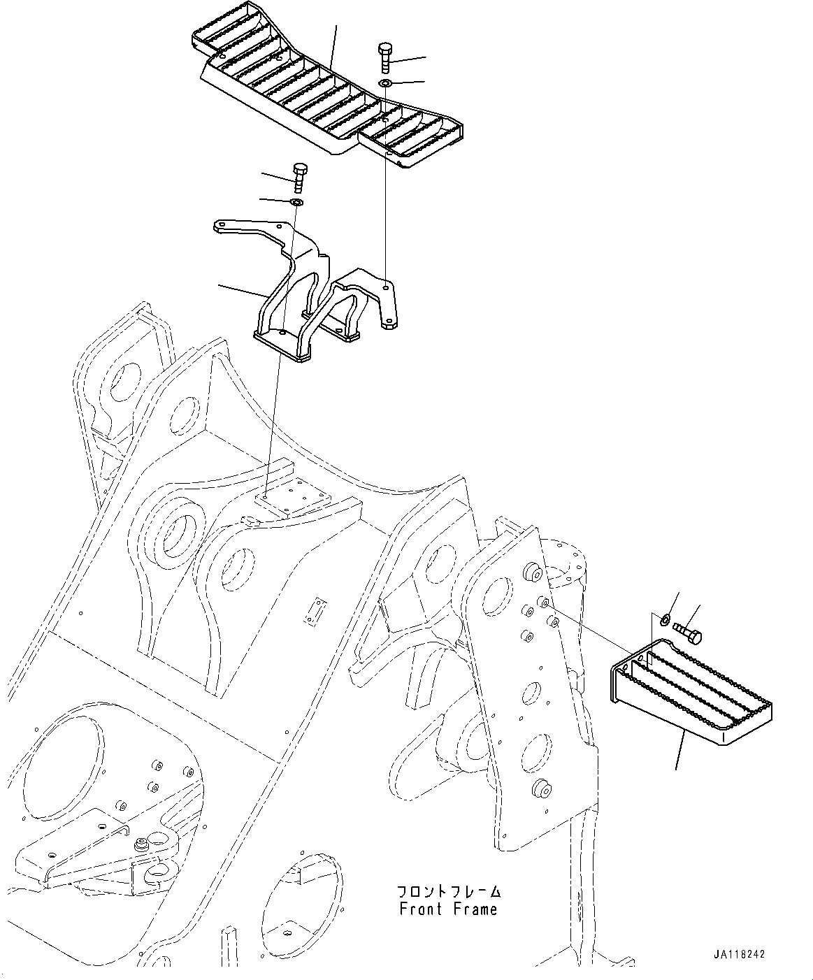 Komatsu parts book diagram for WA485-11E0 S/N H35051-UP: LADDER, STEP, FRONT