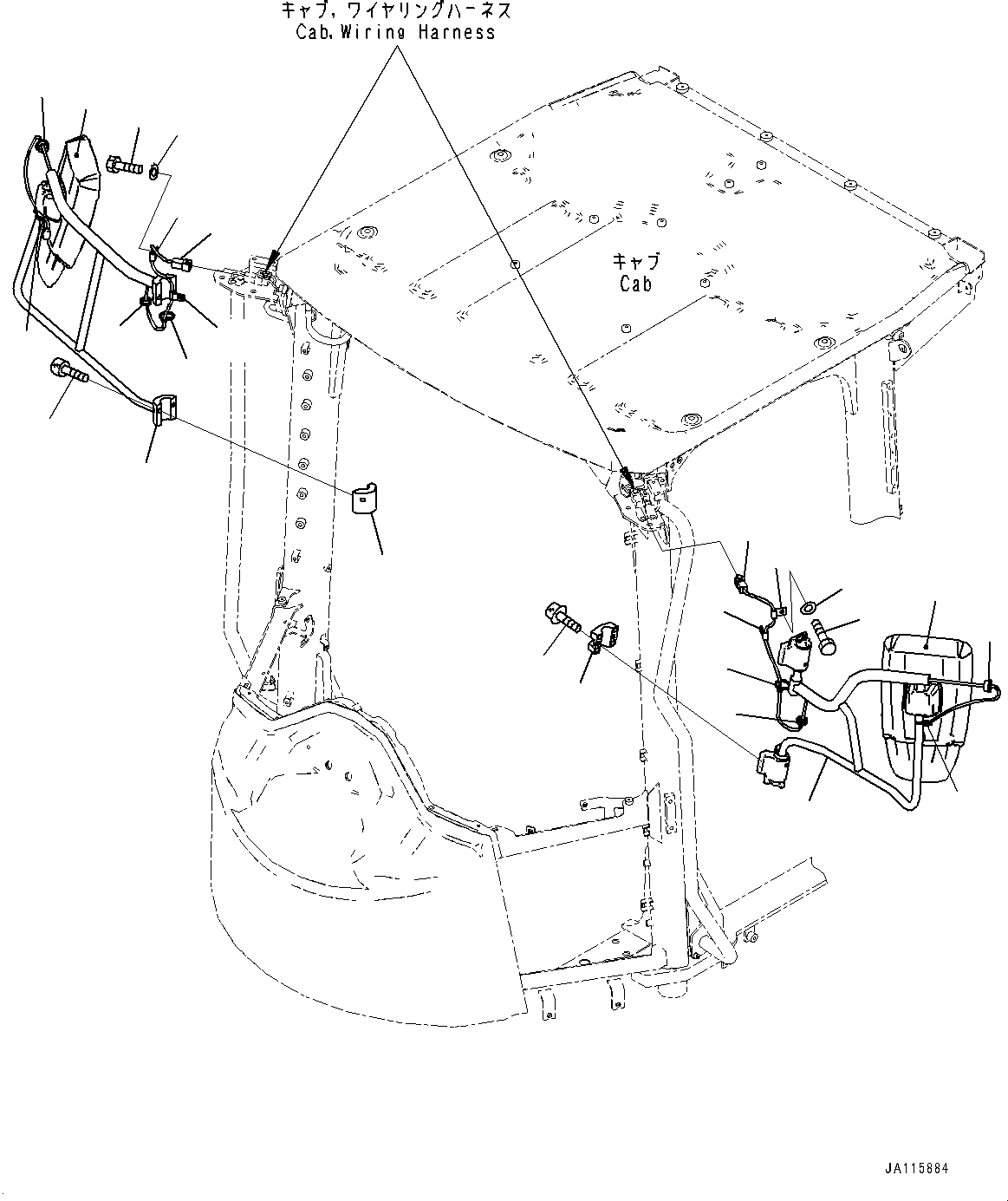 Komatsu parts book diagram for WA485-11E0 S/N H35051-UP: MIRROR, WITH ELECTRIC ADJUSTMENT REARVIEW MIRROR, WITH HEATER