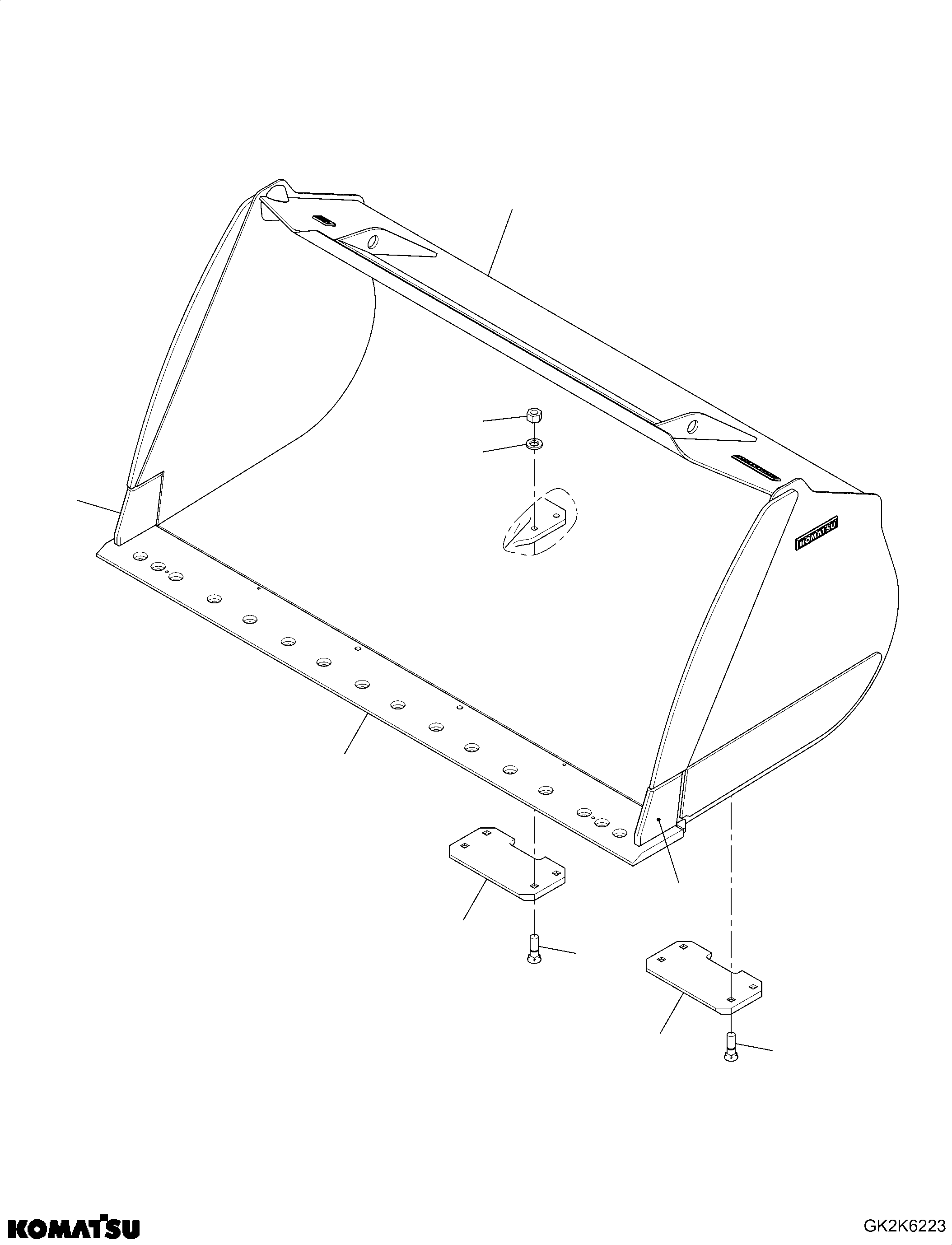 Komatsu parts book diagram for WA485-11E0 S/N H35051-UP: BUCKET, ROUND BOTTOM, 5.1 CBM, 3200MM (CODE: S03)