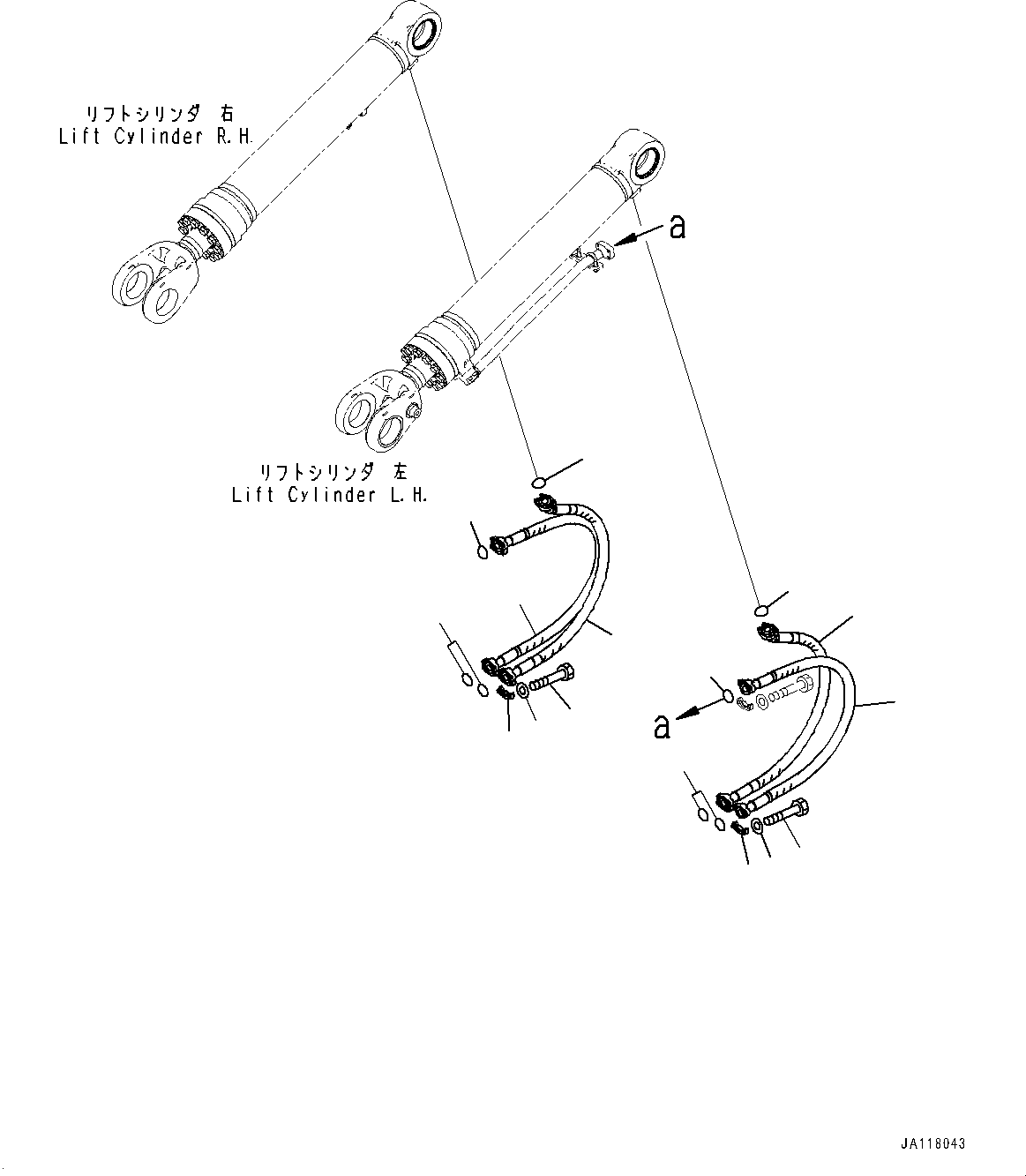 Komatsu parts book diagram for WA485-11E0 S/N H35051-UP: LIFT CYLINDER, PIPING
