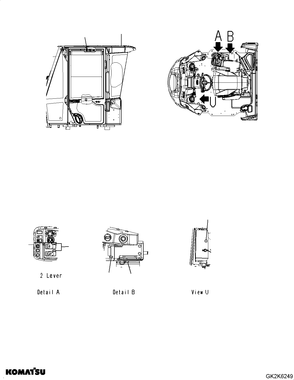 Komatsu parts book diagram for WA485-11E0 S/N H35051-UP: DECAL, COMMON PARTS, INTERIOR (1/2)