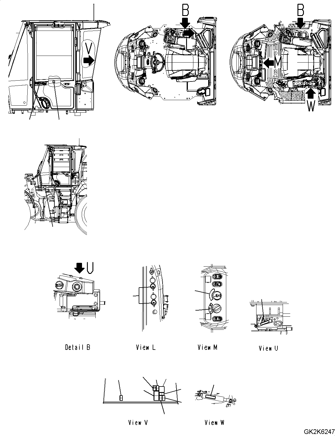 Komatsu parts book diagram for WA485-11E0 S/N H35051-UP: DECAL, COMMON PARTS, INTERIOR (2/2)