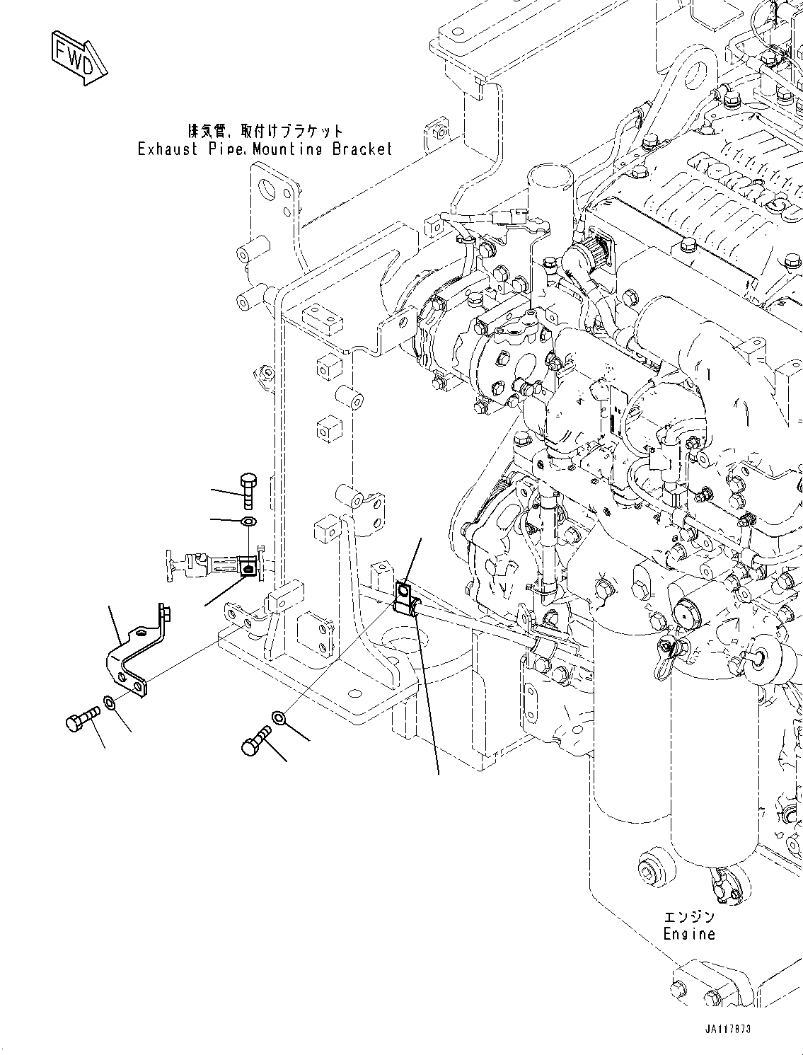 Komatsu parts book diagram for WA475-11E0 S/N H30051-UP: ENGINE WIRING HARNESS, WITHOUT PRECLEANER TURBO II, OIL LEVEL GAUGE MOUNTING PARTS