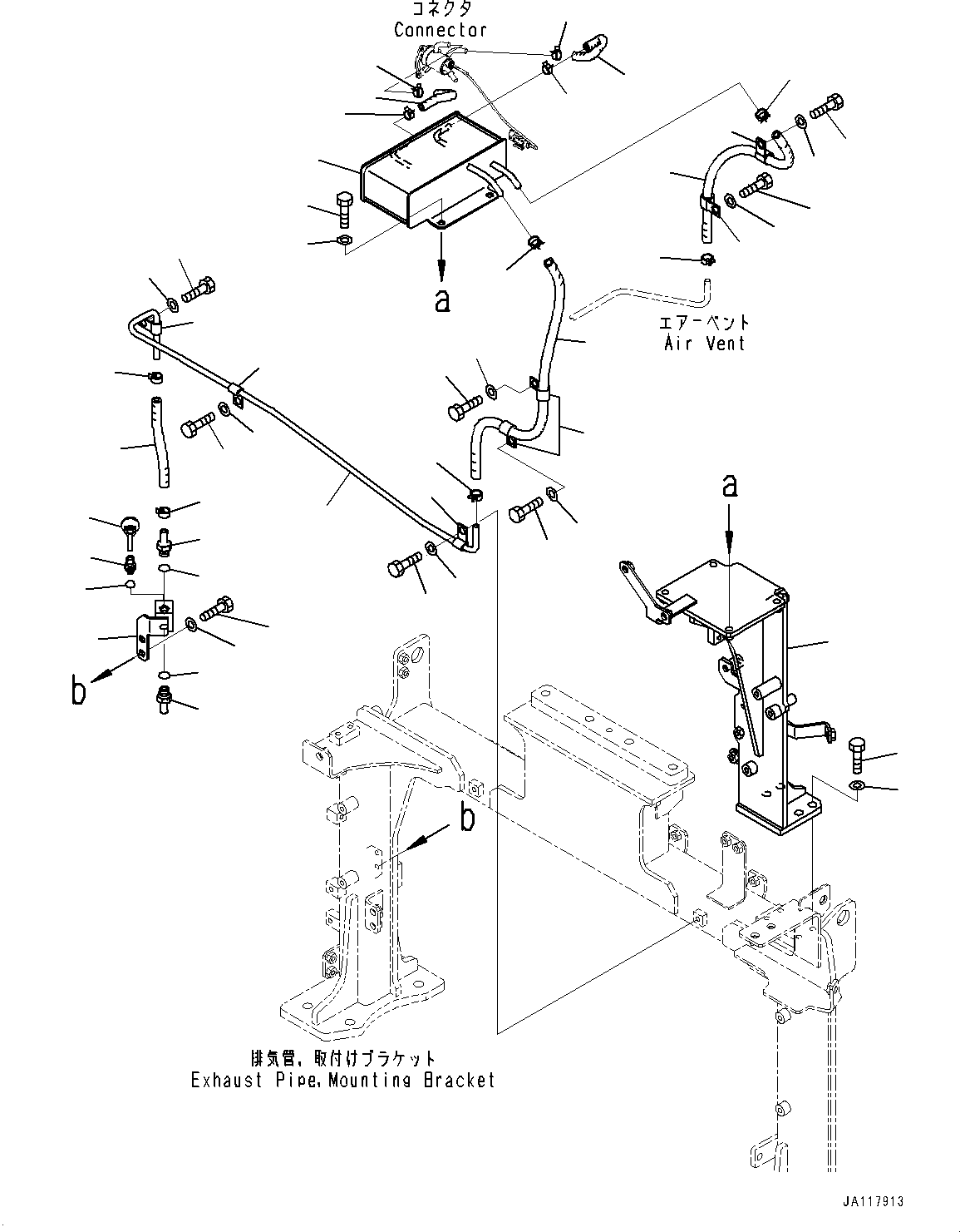 Komatsu parts book diagram for WA475-11E0 S/N H30051-UP: EXHAUST PIPE, TANK