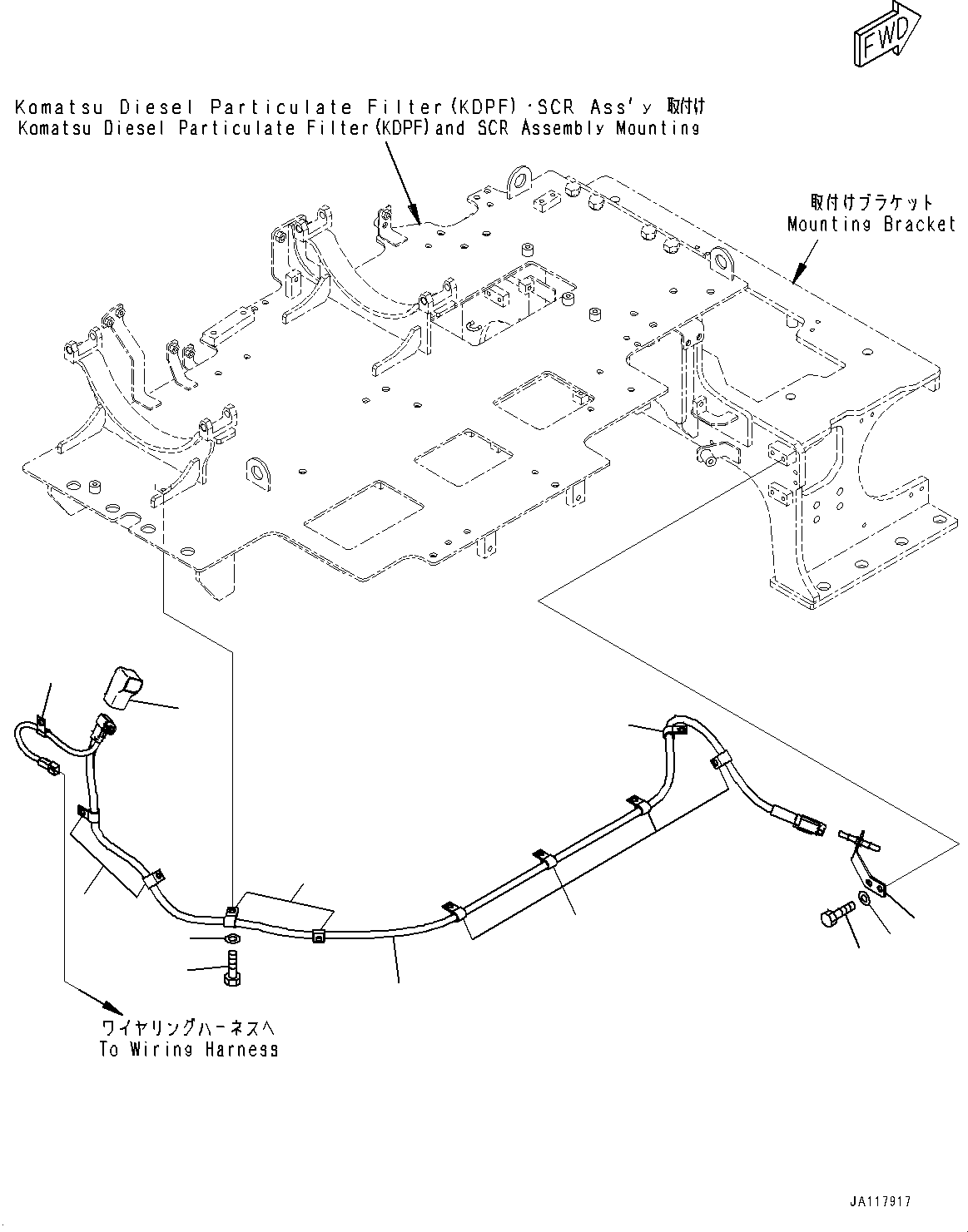 Komatsu parts book diagram for WA475-11E0 S/N H30051-UP: EXHAUST PIPE, UREA SCR SYSTEM PIPING