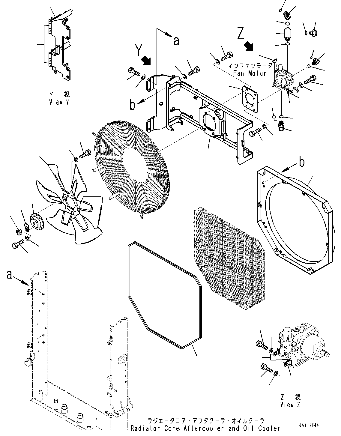 Komatsu parts book diagram for WA475-11E0 S/N H30051-UP: RADIATOR, FAN MOTOR RELATED PARTS
