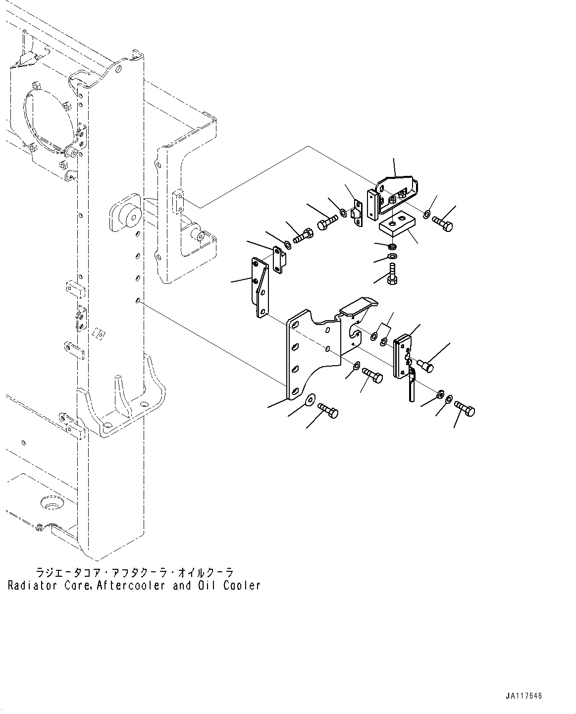 Komatsu parts book diagram for WA475-11E0 S/N H30051-UP: RADIATOR, MOUNTING BRACKET