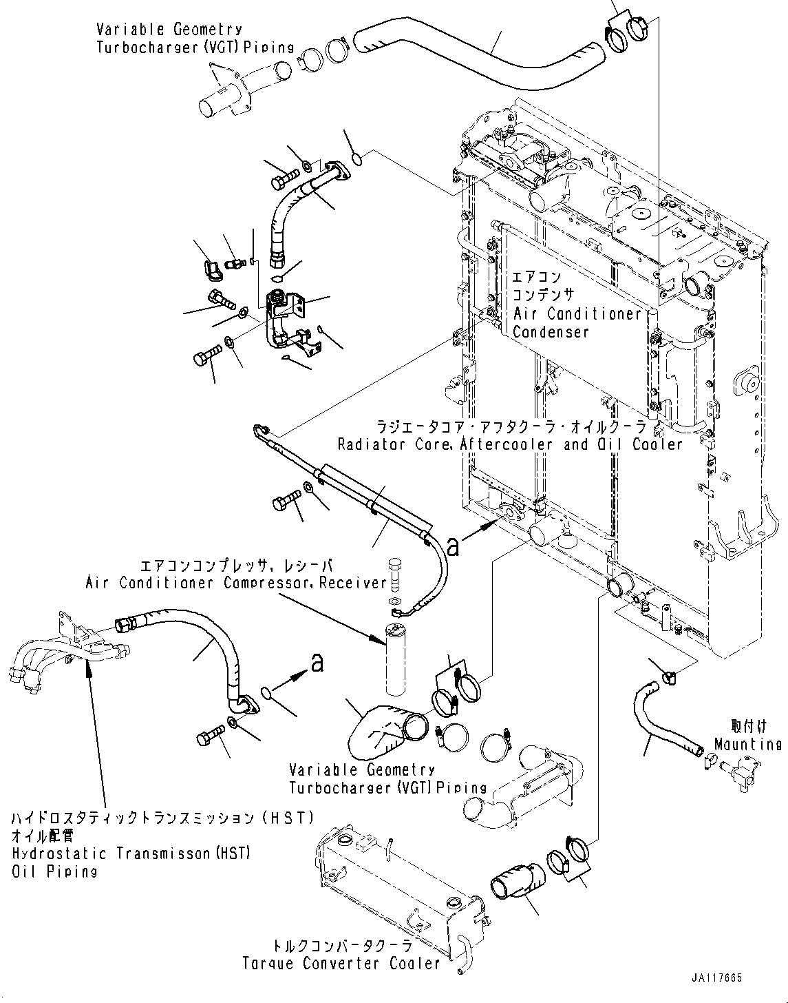 Komatsu parts book diagram for WA475-11E0 S/N H30051-UP: RADIATOR, PIPING