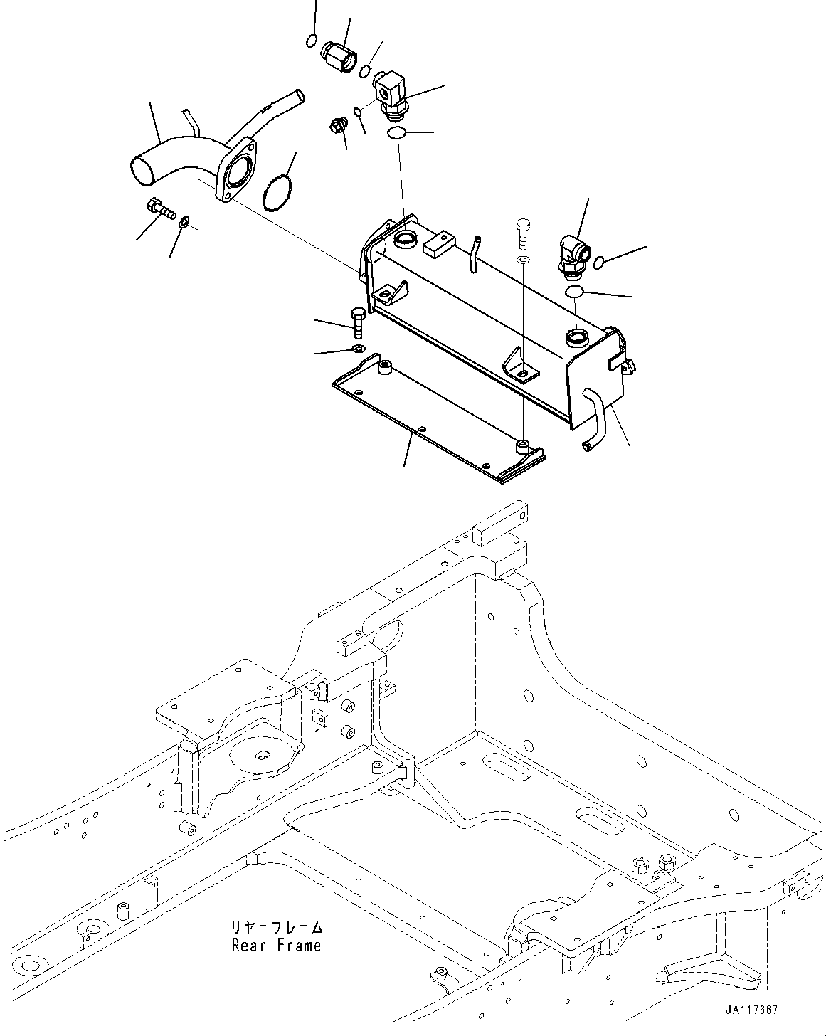 Komatsu parts book diagram for WA475-11E0 S/N H30051-UP: RADIATOR, TORQUE CONVERTER COOLER