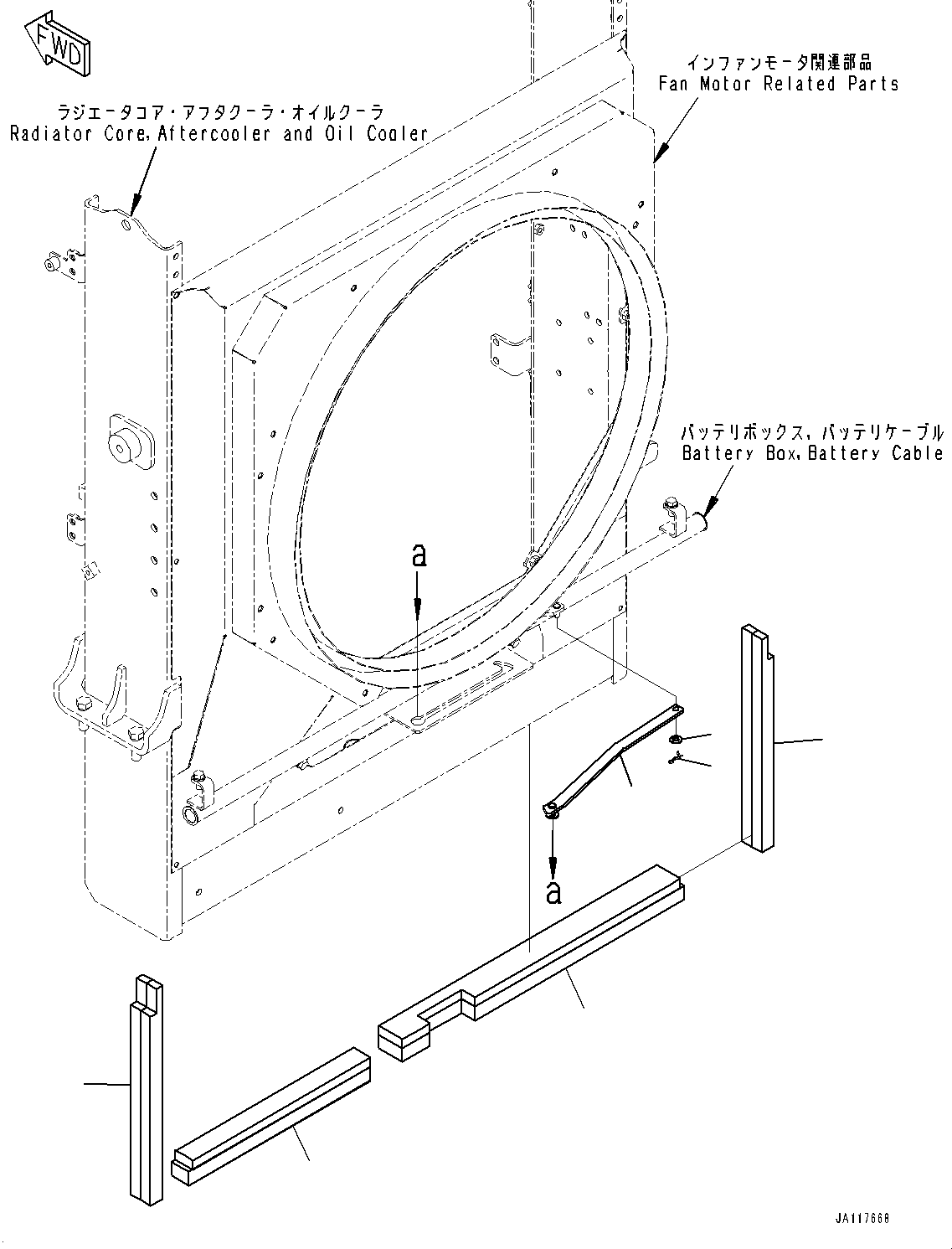 Komatsu parts book diagram for WA475-11E0 S/N H30051-UP: RADIATOR, STOPPER