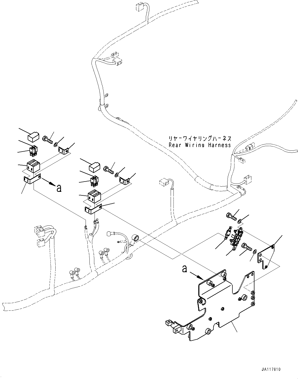 Komatsu parts book diagram for WA475-11E0 S/N H30051-UP: REAR WIRING HARNESS, FUSE