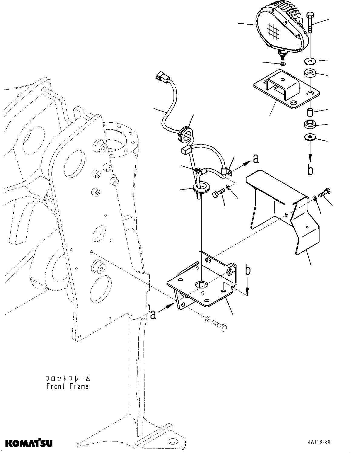Komatsu parts book diagram for WA475-11E0 S/N H30051-UP: FRONT LAMP, WITH LED LAMP, FOR RIGHT SIDE TRAFFIC, L.H.