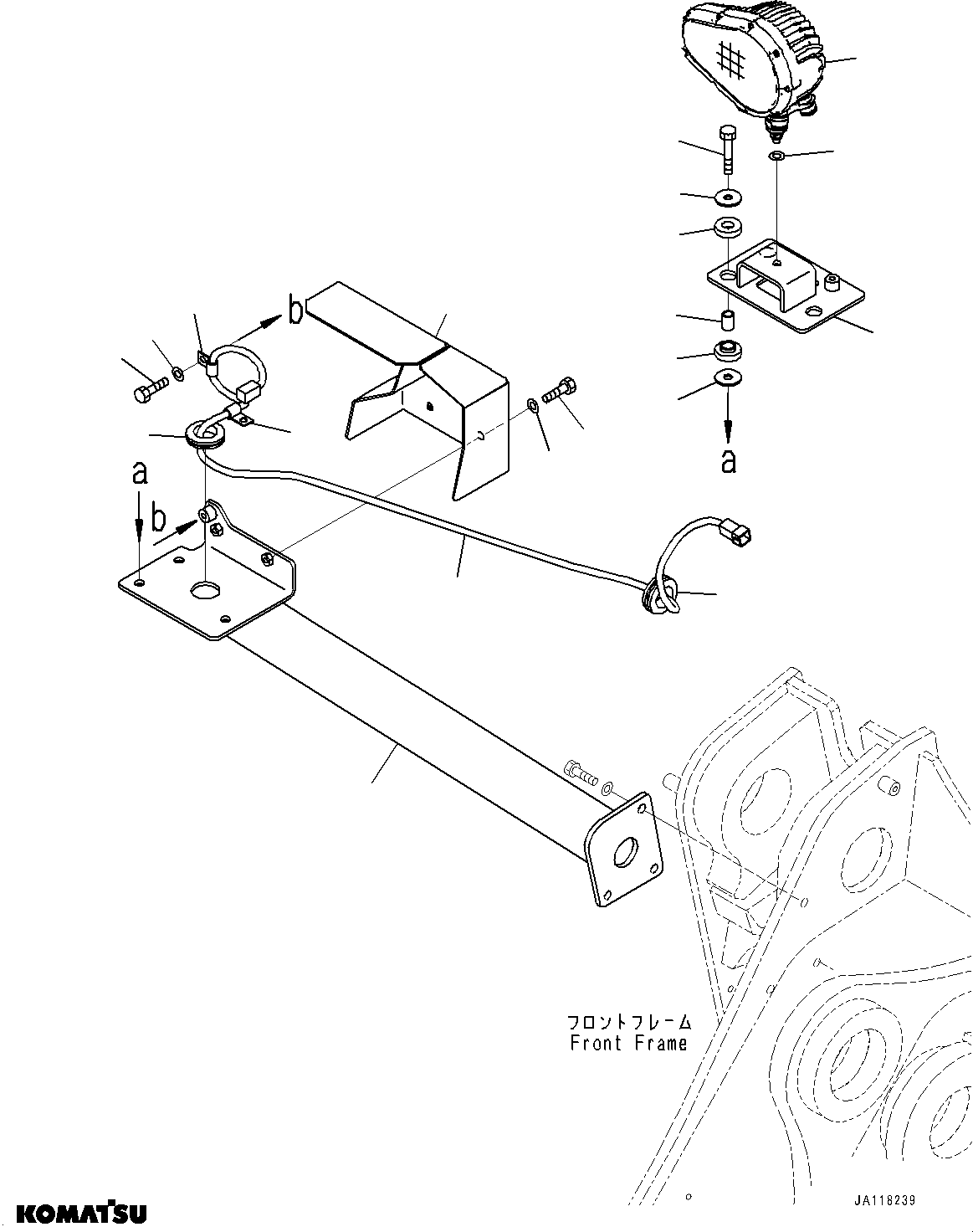 Komatsu parts book diagram for WA475-11E0 S/N H30051-UP: FRONT LAMP, WITH LED LAMP, FOR RIGHT SIDE TRAFFIC, R.H.