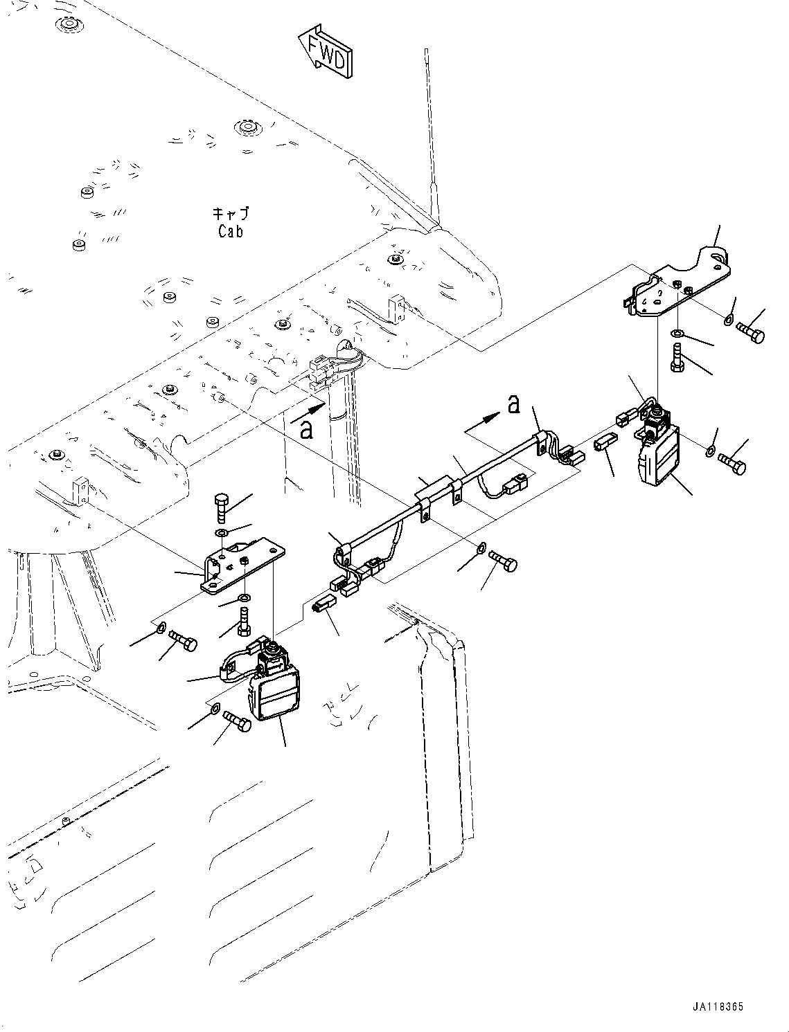 Komatsu parts book diagram for WA475-11E0 S/N H30051-UP: WORKING LAMP, REAR