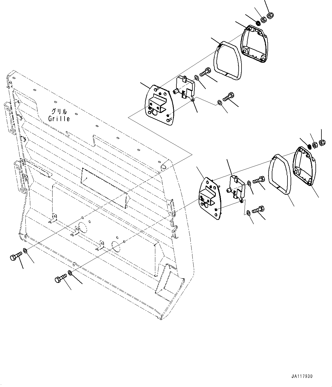Komatsu parts book diagram for WA475-11E0 S/N H30051-UP: OBSTACLE DETECTION SYSTEM (ODS), REAR RADAR