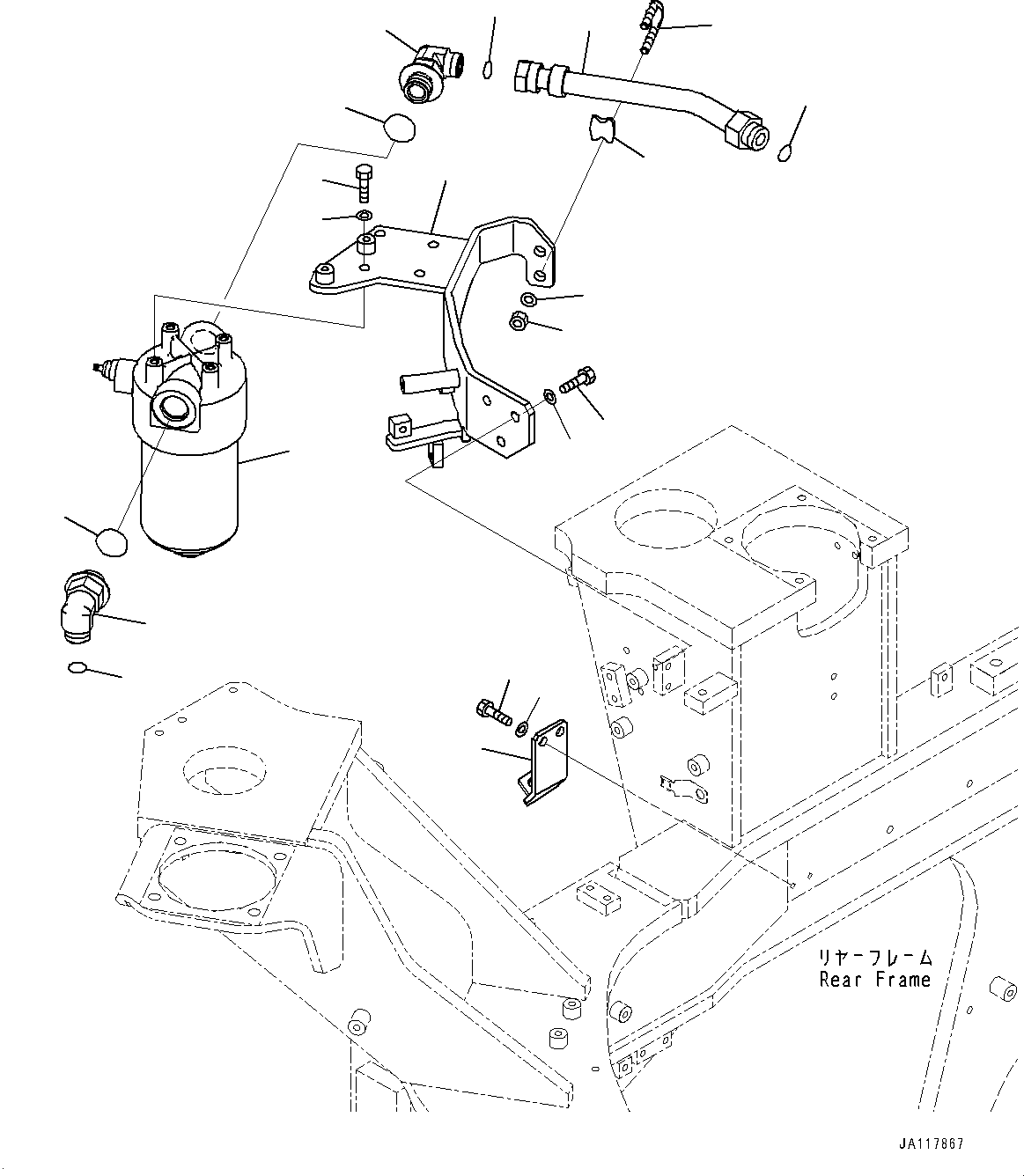 Komatsu parts book diagram for WA475-11E0 S/N H30051-UP: HYDROSTATIC TRANSMISSION (HST) OIL PIPING, HST OIL FILTER