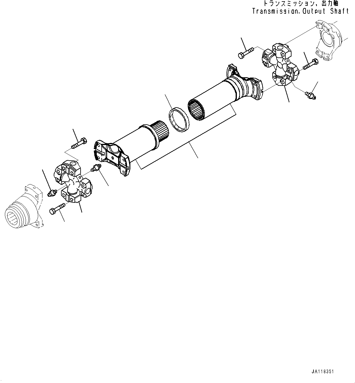 Komatsu parts book diagram for WA475-11E0 S/N H30051-UP: PROPELLER SHAFT, CENTER