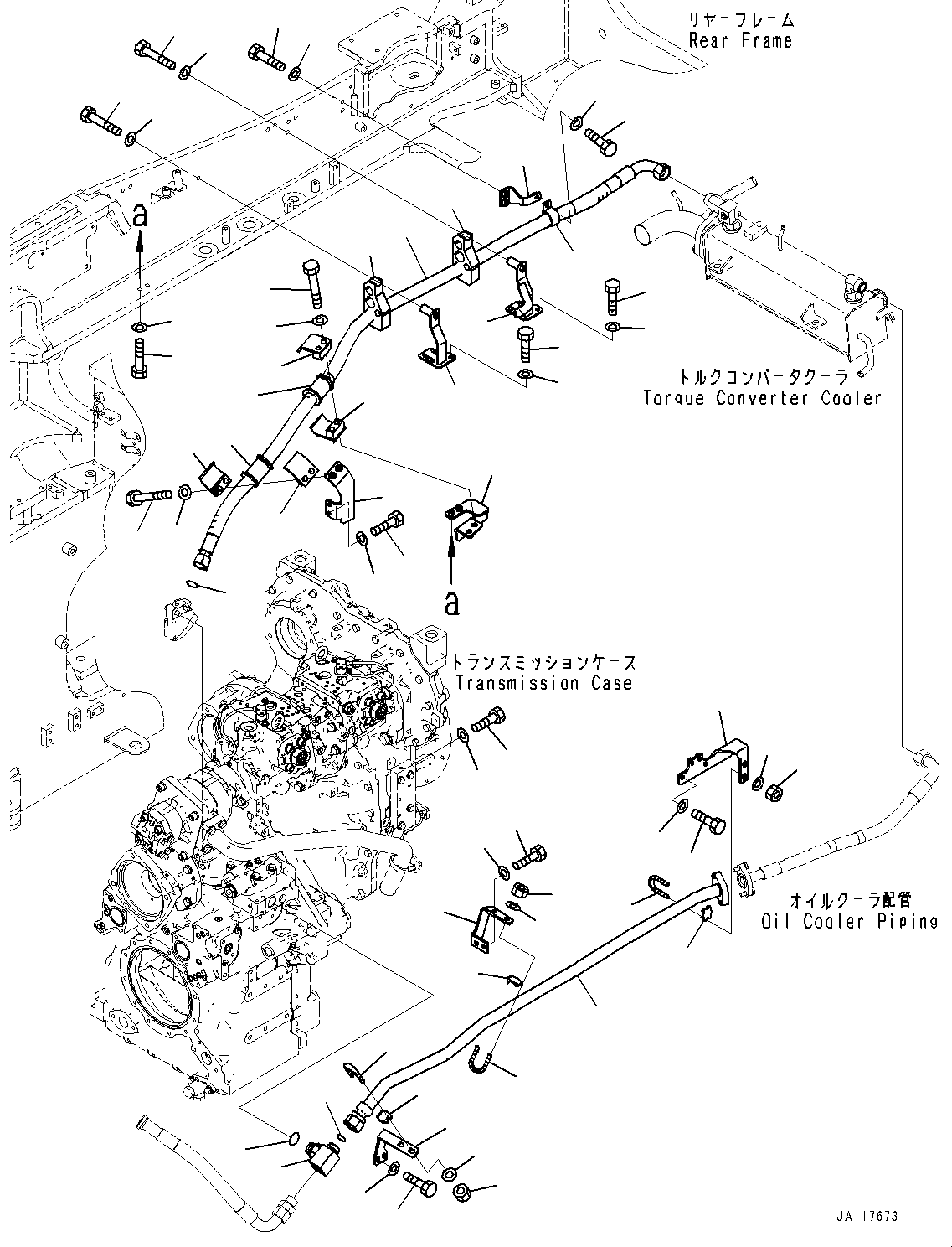 Komatsu parts book diagram for WA475-11E0 S/N H30051-UP: TRANSMISSION, COOLING PIPING