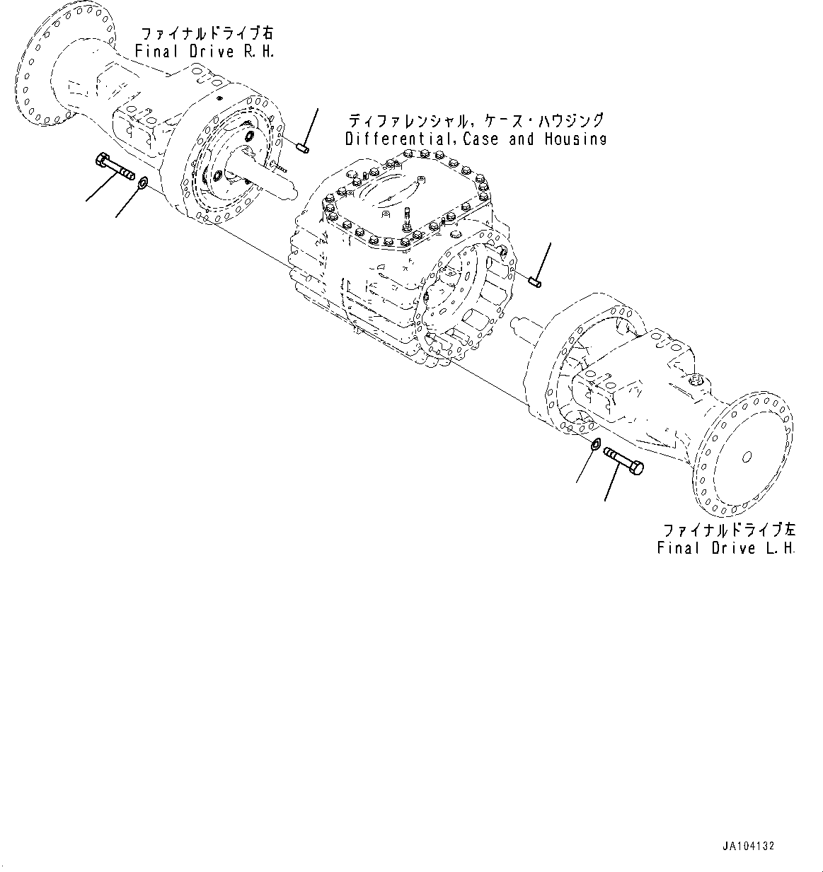 Komatsu parts book diagram for WA475-11E0 S/N H30051-UP: FRONT AXLE, WITH REINFORCED TYPE, WITHOUT LIMITED SLIP DIFFERENTIAL, HOUSING MOUNTING