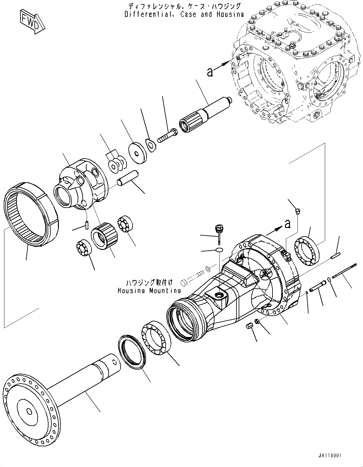 Komatsu parts book diagram for WA475-11E0 S/N H30051-UP: REAR AXLE, WITHOUT REINFORCED TYPE, WITH LIMITED SLIP DIFFERENTIAL, FINAL DRIVE R.H.